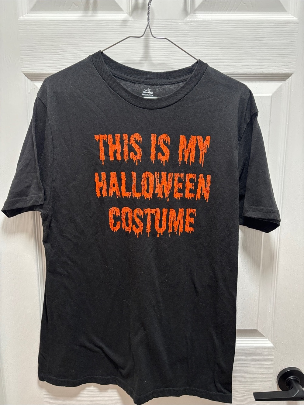 Black  "This Is My Halloween Costume" Tee with Orange Print